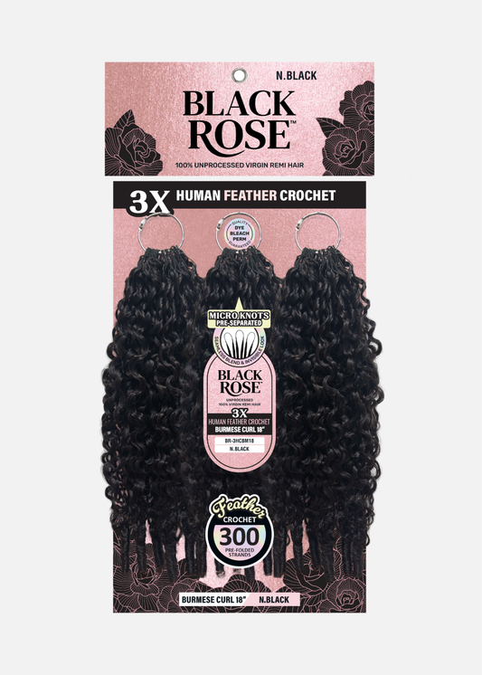 BLACK ROSE HH Crochet 3X- Burmese Curly